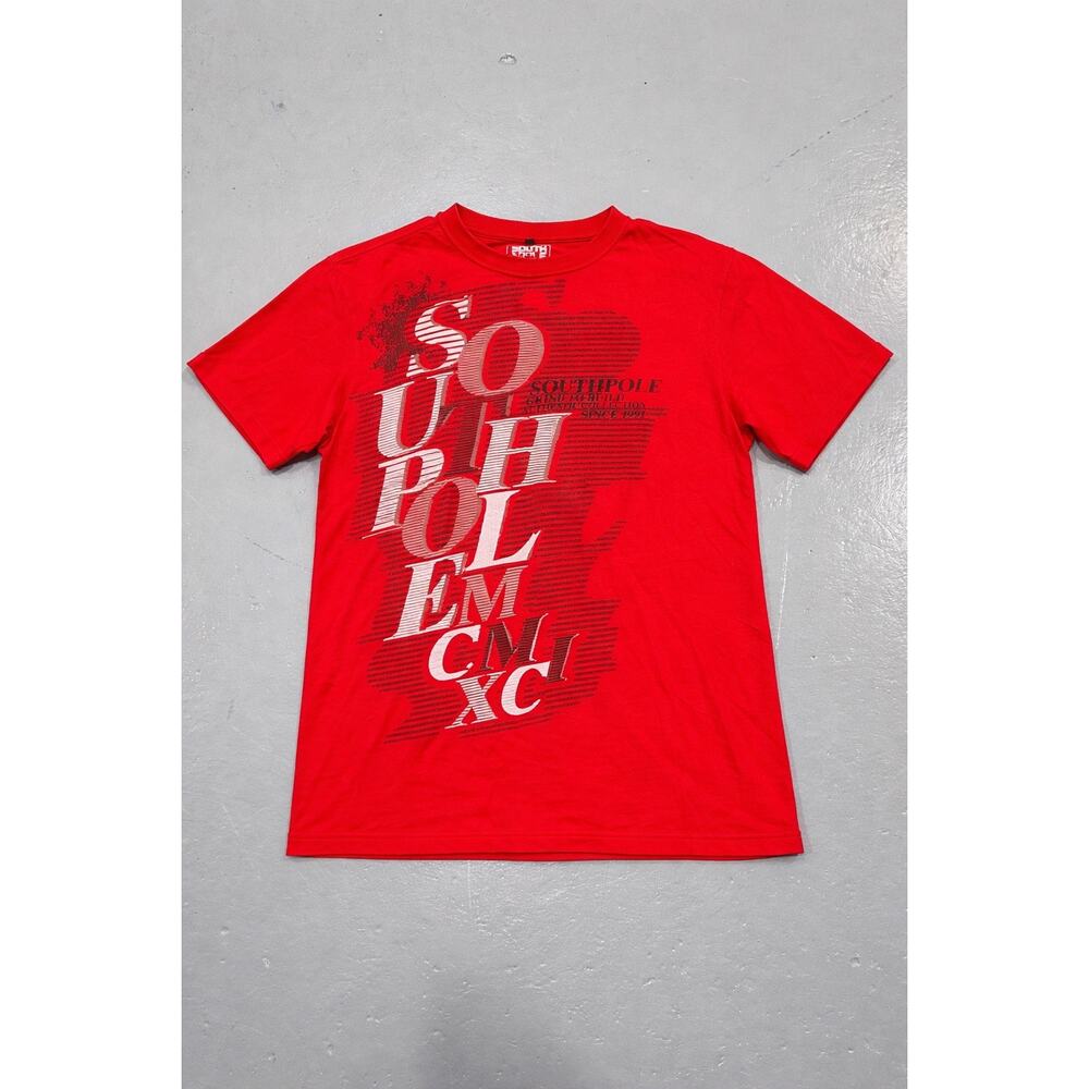 Southpole Mens Medium Red Graphic Logo T Shirt Urban‎ Streetwear Hip Hop Tee